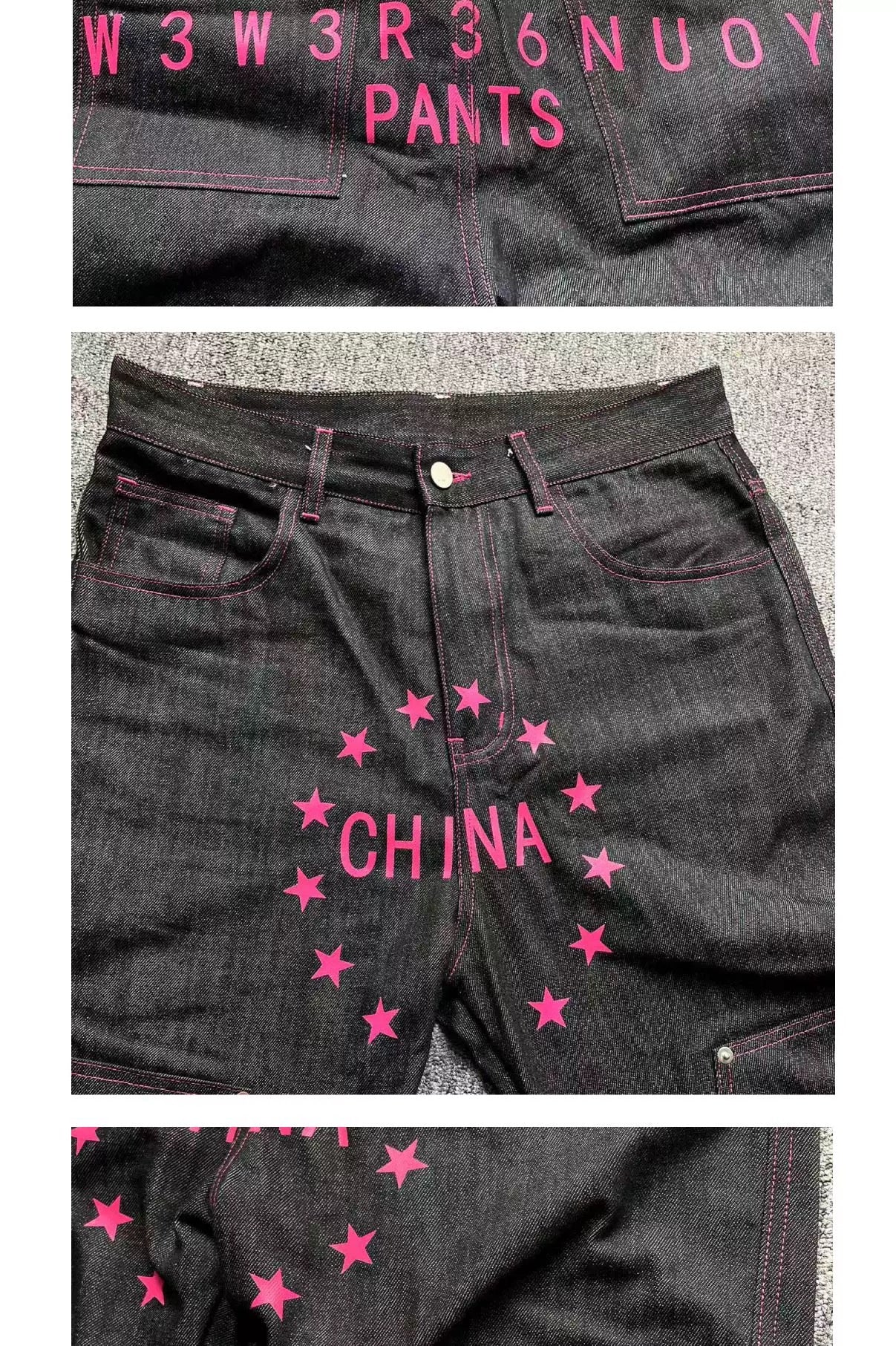 CHINA Pink Stiched Jeans