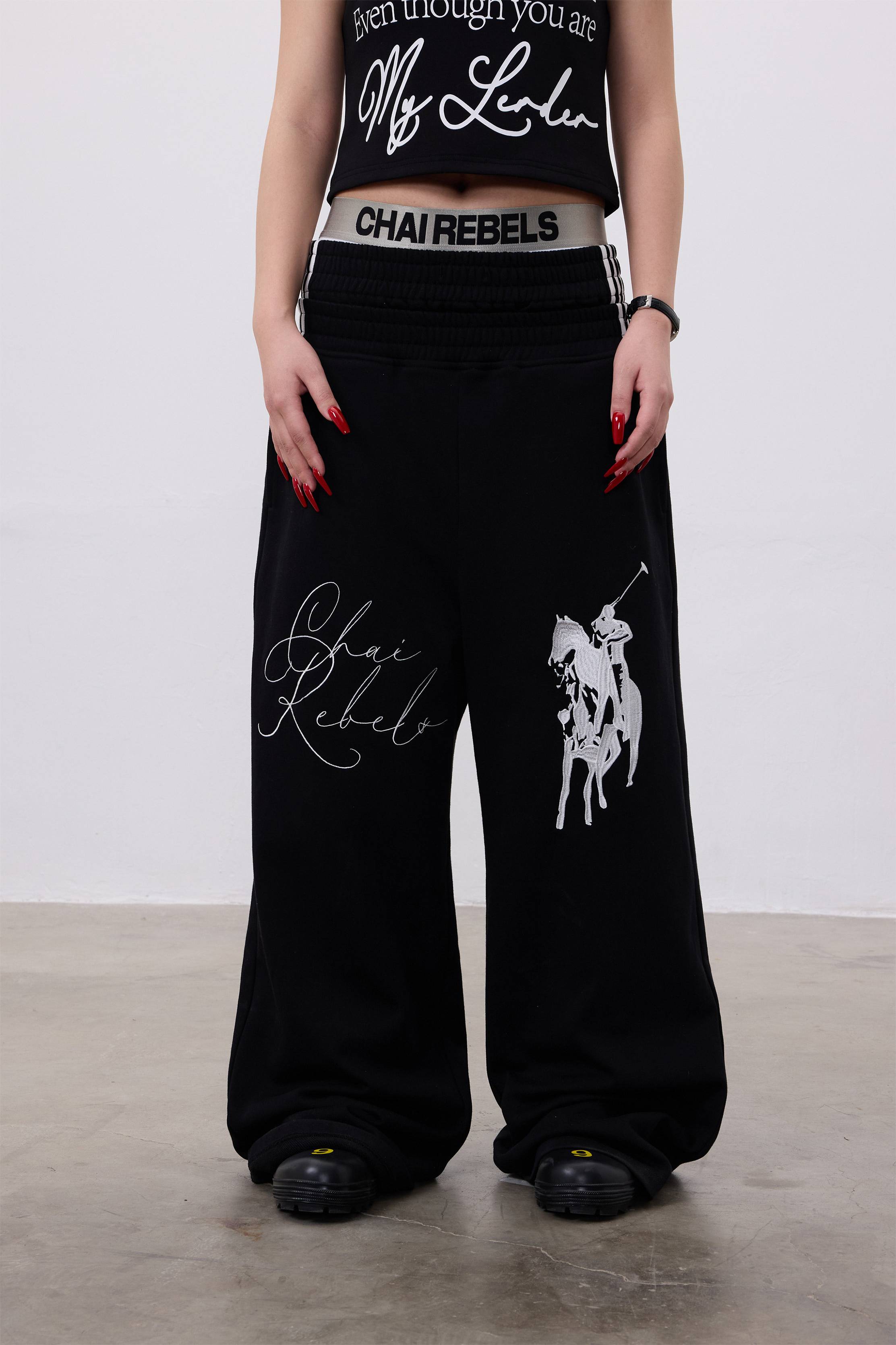 CHAI REBELS Embroidered Baggy Sweatpants